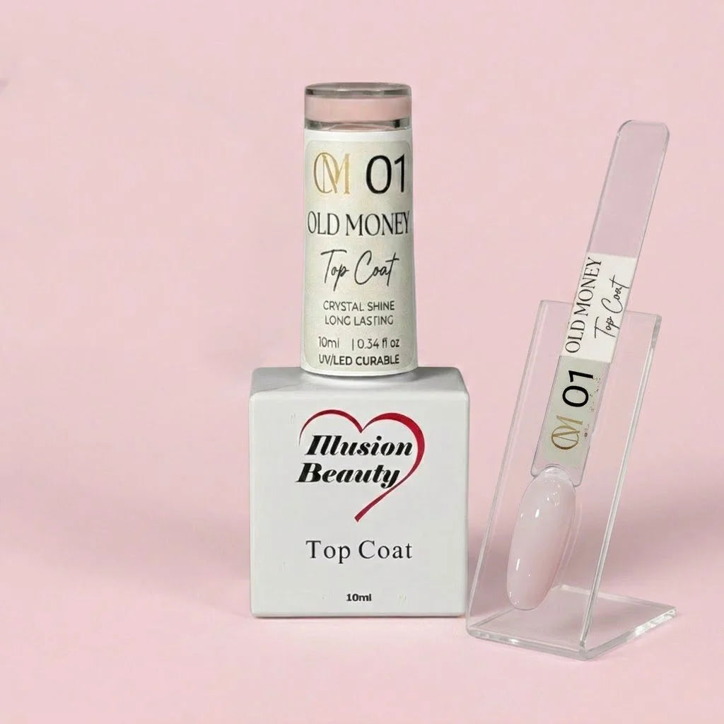 Top Coat OLD MONEY 01 – illusion beauty – 10ml (Finalizador sin capa pegajosa)