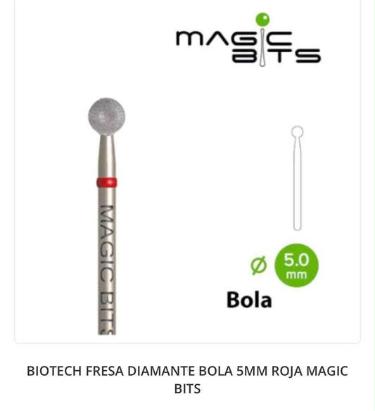 BIOTECH FRESA DIAMANTE BOLA 5MM ROJA MAGIC