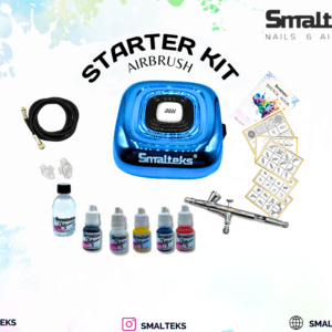 Kit Start completo aerografía en manicura azul Smalteks