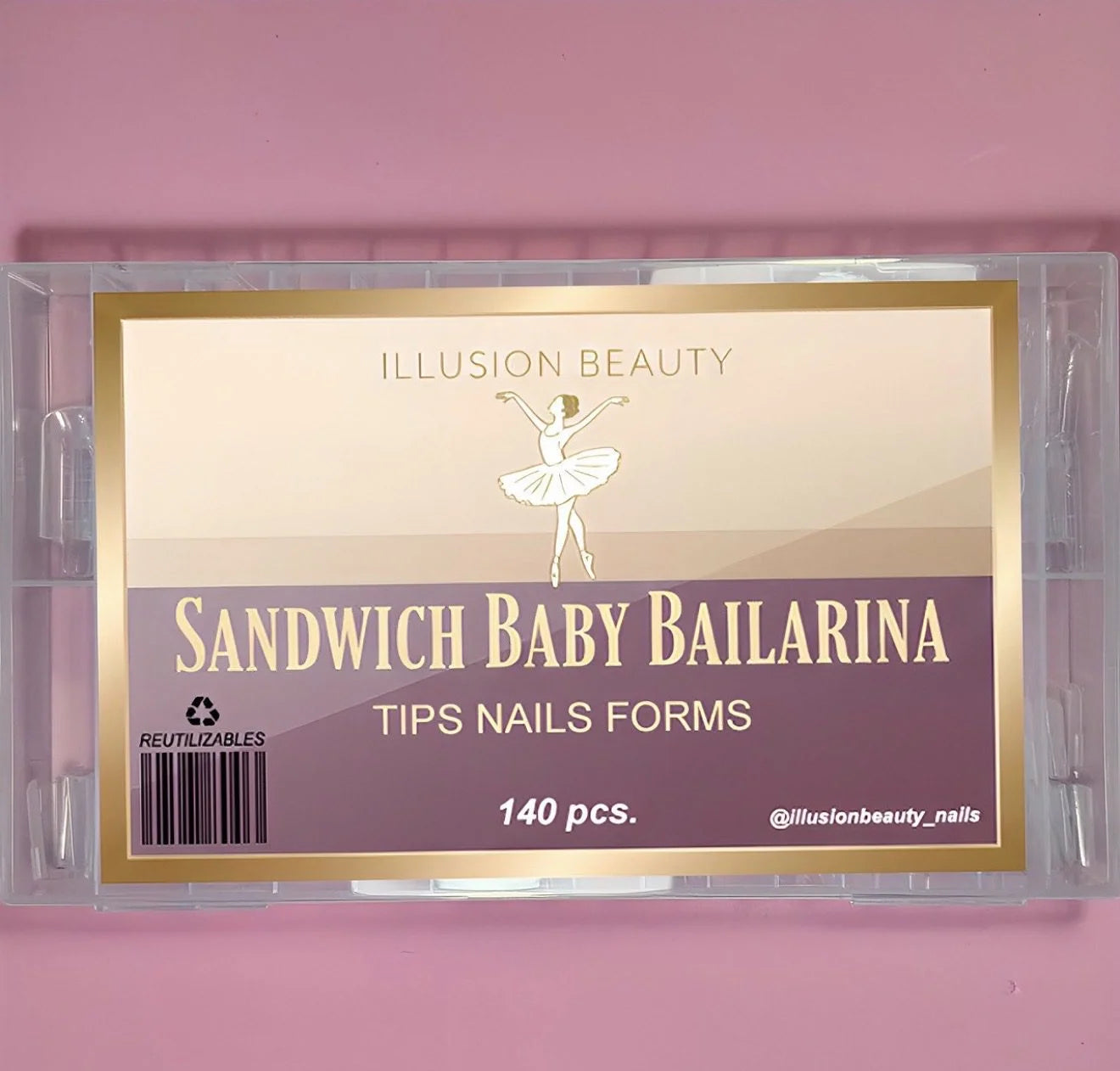 Tips Dual Nails SANDWICH Forms BABY BAILARINA Illusion Beauty – 140 unidades