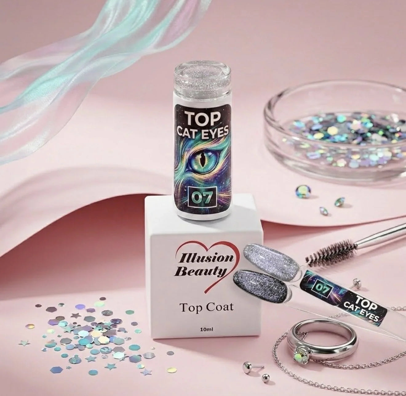 Top CAT EYES 07 – Illusion Beauty – 10ml Finalizador Magnético sin capa pegajosa