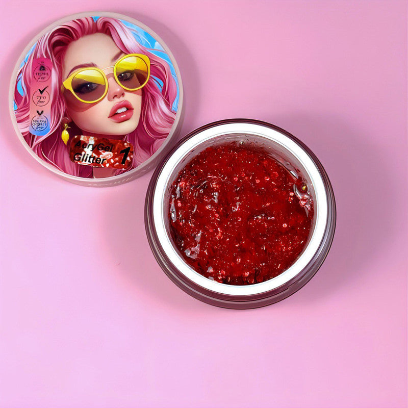 AcryGel Glitter 1 - Illusion Beauty 30g – Glitters rojo vibrante