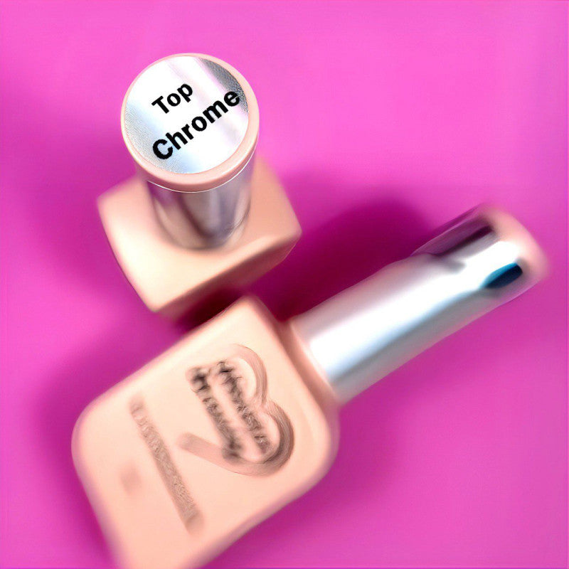 Chrome Top Coat illusion beauty – 10ml TOP ESPECIAL PARA EFECTO CROMADO O PIGMENTOS (sin filtro, no azulea)