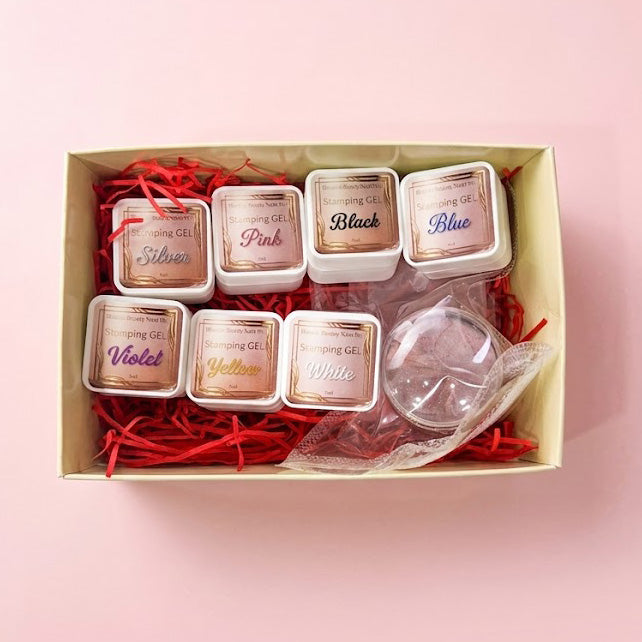Kit de Geles para Stamping illusion beauty – 7x5ml + sello