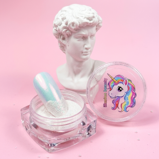 Polvo Pigmento Unicornio 01 ROSA, efecto Glazé - Polvo perlado sin color - Illusion Beauty